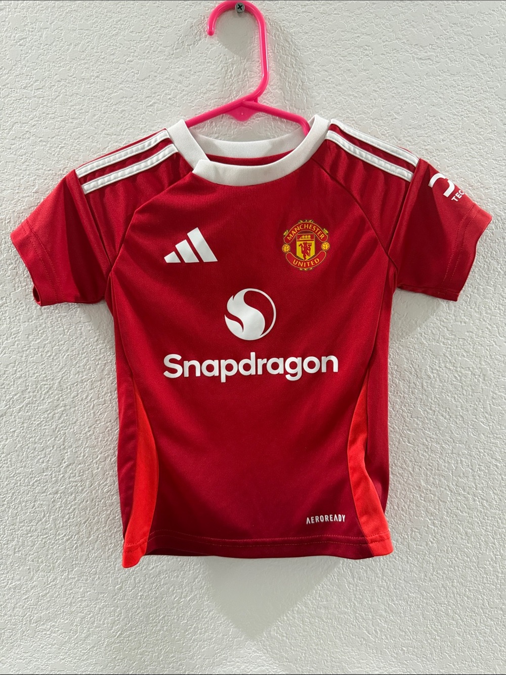 Adidas Manchester United Kids Red and White Soccer Jersey